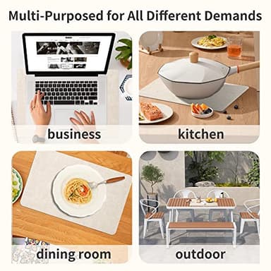 Maxpearl Faux Leather Placemats Set of 6 - Waterproof - Wipe Clean - Heat Resistant - Anti Slip Dining Table Place Mats, Suitable for Indoor & Outdoor Use, 17’’×12’’, Beige - Image 7