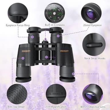 25x40 Binoculars for Adults, High Powered Professional Compact Binoculars for Bird Watching, Outdoor, Hunting, Sports, Concerts, Football Games, Travel, Cruise, Waterproof with Carrying Case - Image 7