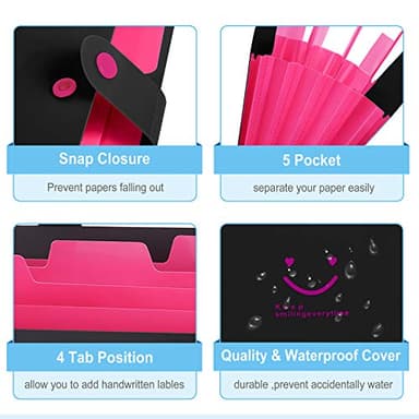 SKYDUE Letter A4 Paper Expanding File Folder Pockets Accordion Document Organizer (Black) - Image 3