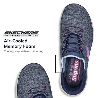 Skechers Women's Hands Free Slip Ins Summits Dazzling Haze Sneaker, Navy Purple, 8 - Image 3
