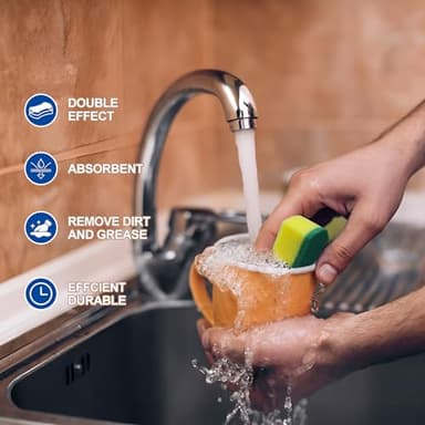 Kitchen Cleaning Sponges,24 Pack Eco Non-Scratch for Dish,Scrub Sponges - Image 6