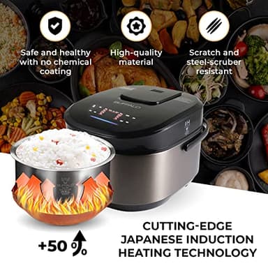 Buffalo Titanium Grey IH SMART COOKER, Rice Cooker and Warmer, 1.8L, 10 cups of rice, Non-Coating inner pot, Efficient, Multiple function, Induction Heating (10 cups) - Image 5