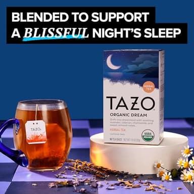 TAZO Organic DREAM Herbal Tea Bags, Caffeine-Free Bedtime Tea, Relaxing Chamomile and Lavender Blend, 96 Total Tea Bags (16ct - Pack of 6) - Image 4