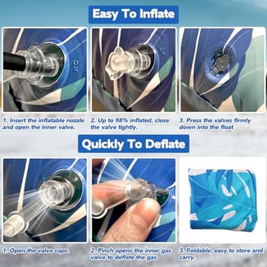 KEUCL Pool Floats, 3 Pack Inflatable Pool Float Chairs with Cupholders & Handles, Pool Floats Adult & Kids Perfect for Pool Lake & Rivers, Pool Toys Party, Relaxing Inflatable Chair for Swimming Pool - Image 6