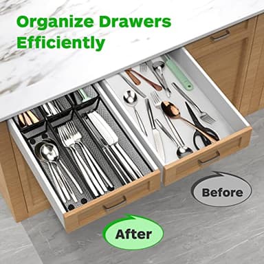 Smgmg Silverware Drawer Organizer, Silverware Organizer for Drawer, 6 Pack Utensil Organizer for Kitchen Drawers, Kitchen Drawer Organizer for Large Utensils with Interlocking Arm (9.6 * 3 * 2 inch) - Image 4