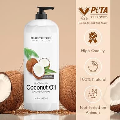 Majestic Pure Fractionated Coconut Oil - Relaxing Massage Oil, Liquid Carrier Oil for Diluting Essential Oils - Skin, Lip, Body & Hair Oil Moisturizer & Softener - 16 fl oz - Image 6
