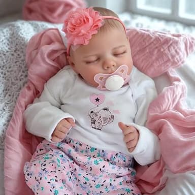 JIZHI Lifelike Reborn Baby Dolls Girl, 17 Inch Real Baby Doll Soft Body Realistic Newborn Vinyl Silicone Baby Doll Full Body Poseable Real Life Baby Dolls with Feeding Kit Gift Box for Kids Age 3+ - Image 7