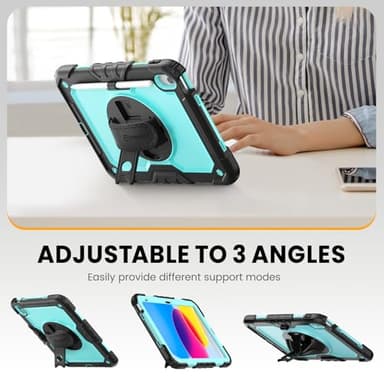 timecity for iPad (A16) 11th/ 10th Generation Case 11''/ 10.9 Inch (2025/2022) - Heavy Duty Protective Cover with Screen Protector, Stand, Shoulder Strap & Pencil Holder | Kids-Friendly - Light Blue - Image 4