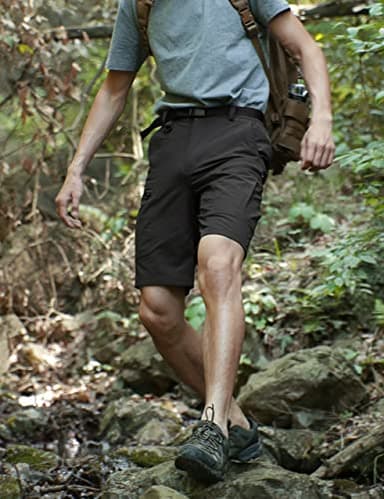 Shallowlulu Mens Cargo Hiking Shorts Water Resistant Quick Dry Lightweight Breathable Tactical Shorts with Nylon Belt(Black 34W/8L) - Image 6