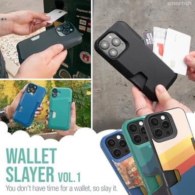 Smartish® iPhone 16 Pro Max Wallet Case - Wallet Slayer Vol. 1 [Slim + Protective] Credit Card Holder - Drop Tested Hidden Flip Card Slot Cover Compatible w/Apple iPhone 16 Pro Max - Black Tie Affair - Image 6
