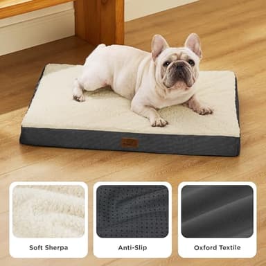 Bedsure Dog Bed Medium Size Dog - Comfy Flat Puppy Beds with Removable Washable Cover, Orthopedic Egg Crate Foam Pet Mat, Suitable for Pet Up to 30 lbs - Image 4