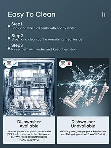 Electric Meat Grinder, Sausage Stuffer with 3 Sausage Tubes, 2 Blades, 3 Plates, 3200W Max, Meat Grinder Heavy Duty for Home Kitchen Use, Stainless Steel (Black) - Image 6