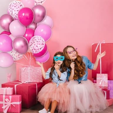 68Pcs Pink Balloons Kit 12 Inch Metallic Pink Balloon, Pink Confetti Balloon and Baby Pink Party Balloons with Ribbons for Birthday, Wedding, Baby Shower, Graduation Decorations. - Image 7