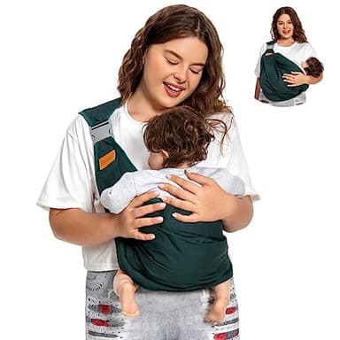 Shiaon Baby Sling Carrier, Baby Carrier Newborn to Toddler(7-45lbs), Toddler Carrier with Safety Buckle, One Shoulder Adjustable Shoulder Strap, One Size Fits All, Dark Green - Image 1