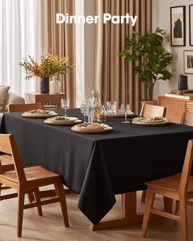 Pureegg Rectangle Table Cloth 60" x 84" – Durable Polyester Tablecloth Offers Reusable & Washable Protection, Ideal for Outdoor Party, Picnic, Wedding, Banquet and Birthday, 1 Pack, Black - Image 3