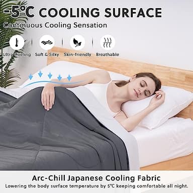 HOMFINE Cooling Comforter King Size, Grey Summer Cooling Blanket for Hot Sleepers and Night Sweats, Japanese Double-Sided Cold Tech Fabric Q-Max 0.45, Soft Breathable Silky Smooth Lightweight - Image 2