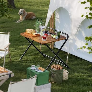 Huuger Folding Desk with 3-Level Adjustable Height and Tablet Slot, 24 Inch Foldable Computer Desk for Small Spaces, Space Saving, Writing Work Table for Home Office, Bedroom, Study, Rustic Brown - Image 7