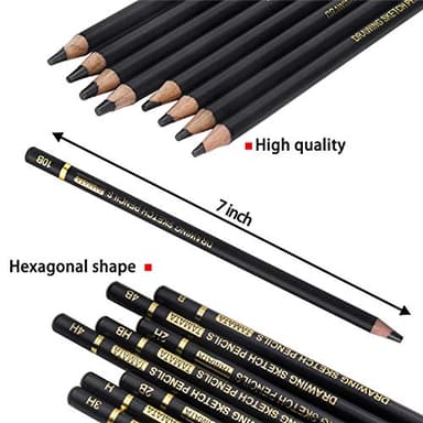 RVOGJP TAMATA Professional Drawing Sketching Pencil Set - 12 Pieces Art Graphite Pencils(12B - 4H), Ideal for Drawing Art, Sketching, Shading, for Beginners & Pro Artists - Image 7