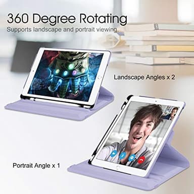 Fintie Rotating Case for iPad 9th Generation (2021) / 8th Generation (2020) / 7th Gen (2019) 10.2 Inch - 360 Degree Rotating Stand Cover with Pencil Holder, Auto Wake Sleep, Lilac Purple - Image 4