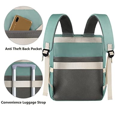 FALANKO Laptop Backpack for Women, Doctor Teacher Nurse Work Bookbag for 17.3 Inch Laptop, Large Travel Wide Open College Shoulder Purse Bag With RFID Anti Theft USB Charging Port-Green - Image 6