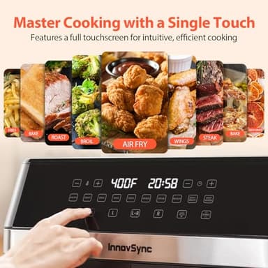 12QT Large Dual Air Fryer, 10-in-1 Double Zone Airfryer with 2×6QT Baskets, 60° Easy-Panel with Full Touchscreen, SyncCook Function, Viewing Window, Nonstick & Dishwasher Safe, 2 Dishes at Once, Black - Image 5
