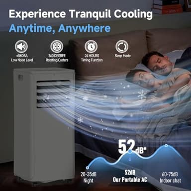 12000 BTU Portable Air Conditioners - 3-in-1 Cooling Unit with Dehumidifier, Fan & AC Modes - Ac Units Cools Up to 550 Sq.Ft - 24-Hour Timer, Remote Control & Window Kit Included - White - Image 5