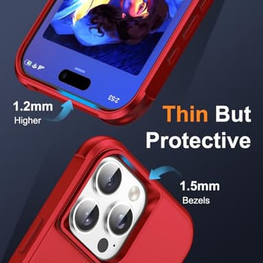 SKYLMW Compatible with iPhone 16 Pro Case with Invisible Magnetic O-Ring Stand Military-Grade Case for iPhone 16 Pro 6.3" [Compatible with Mag-Safe][Great Grip Feeling], Red - Image 6