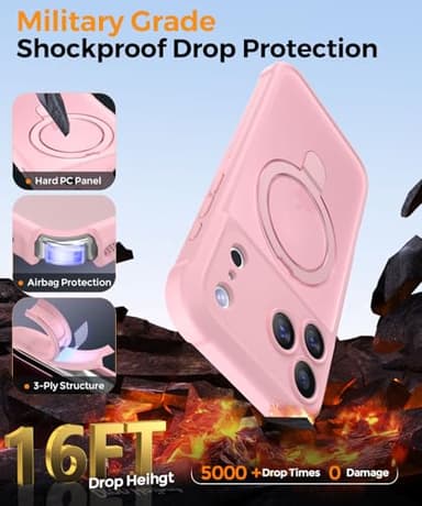 MOCCA Design for iPhone 17 Pro Max Case, Compatible with Magsafe [Premium Invisible Magnetic Ring Stand] [Military Drop Protection] Full Camera Guard Translucent Matte Slim Phone Cover 6.9",Pink - Image 5