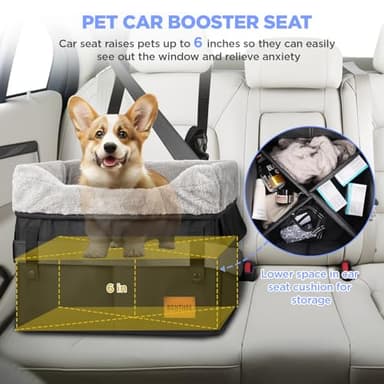 Dog Car Seat for Small Dogs Portable Dog Booster Car Seat for Front and Back Seats with Clip-On Safety Leash Adjustable Straps Puppy Car Seat Washable Perfect for Pets Up to 30lbs(Black) - Image 3