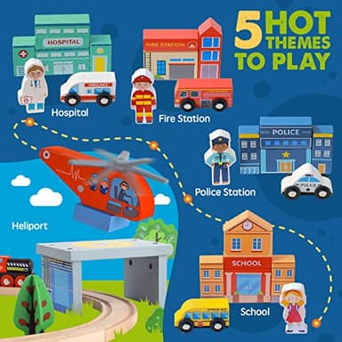Tiny Land 110PCS Wooden Train Set – Toy Train with Tracks for Kids Ages 3-7, Compatible with Major Brands, Ideal Railway Playset for Boys and Girls, Great Birthday - Image 5