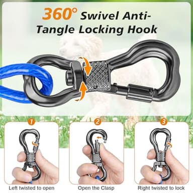 Tresbro 25 FT Dog Tie Out Cable with Spring, Shock Absorbing Tether Chains for Outside Aavilable in 10/15/20/25/30/40/50/70/100/120 FT, Heavy Duty Leads for Yard for Medium & Large Dogs Up to 500 LBS - Image 4