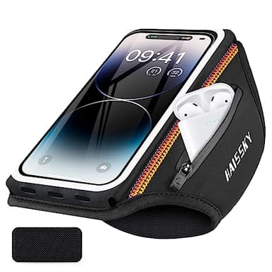 Phone Armband for Running 3D Design Cell Phone Armband with Zipper Pocket for Earbuds Car Keys, Water Resistant Sport Arm Band for iPhone 14 13 12 11 Pro Galaxy S20 S30 Fit Up to 6.9'' with Phone Case - Image 1