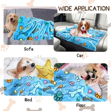 Rezutan Soft Fuzzy Dog Blankets, 1 Pack 3 for Large, Medium, Cat Pet- Comfort Flannel, Reversible Print Suitable for Dog Kennels & Beds, Sofas, Furniture, Gifts Puppy Essentials, 41 x 31 inch, Blue - Image 7