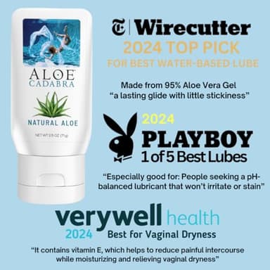 Aloe Cadabra Natural Water Based Personal Lubricant and Vaginal Moisturizer, Organic Aloe Lube for Men, Women and Couples, Non-Staining, pH Balanced (Unscented 2.5 Ounces, 1 Pack) - Image 4