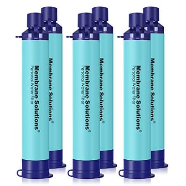Membrane Solutions Personal Water Filter, Survival Filtration Straw Portable Gear, Emergency Preparedness, Supply for Drinking Hiking Camping Travel Hunting Fishing Team Family Outing (Blue, 6 Pack) - Image 1