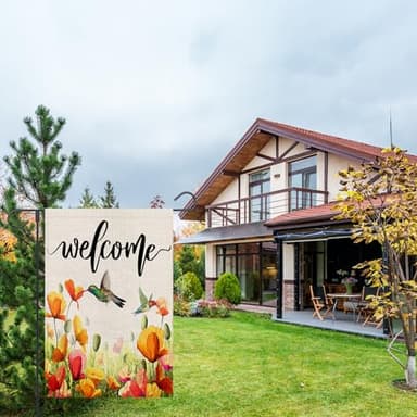 FUYUCHEN Hummingbird Garden Flag 12x18 Inch Double Sided Tulip Welcome Spring Summer Outside for Yard Outdoor Seasonal Decoration Flag - Image 5