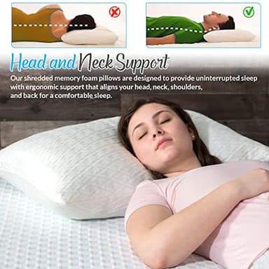 Elif Home Goods 2 Pack King Size Rayon Derived from Bamboo Pillows, Cooling Shredded Memory Foam Bed Pillow Sets for Side, Back, Stomach Sleepers, Adjustable, Washable Cover, King (Pack of 2) - Image 4