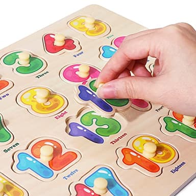 GRINNNIE Wooden Peg Puzzle for Toddlers, 6 Pack Toddler Puzzles Set for 3 4 5 Years Old (Alphabet Number Shape Animal Dinosaur Vehicle), Preschool Education Learning Puzzle Toys for Girls and Boys - Image 5