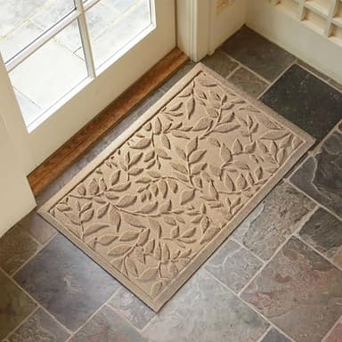 Beige Leaves Outdoor Indoor Entrance Doormats, Absorbent Durable Heavy Duty Welcome Front Door Mat,Thick Natural Rubber Back,Easy Clean Entryway Mat 17x30 Inch, Low Profile - Image 3