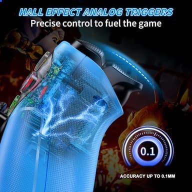 Dinosoo RGB Wireless Controller for PS5/PlayStation 5 PC, Bluetooth Controller with Turbo, Macro, Dynamic Vibration, 6-Axis Motion Control, 3.5mm Audio Jack, 1000mAh Battery, Speaker - Blue - Image 4