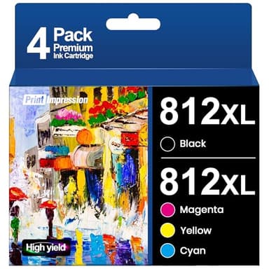 812XL Ink Cartridge Combo Pack Remanufactured Replacement for Epson 812XL 812 XL Ink Cartridges for Epson Workforce Pro WF-7840 WF-7820 WF-7310 EC-C7000 Printer (4 Pack, Black Cyan Yellow Magenta) - Image 1
