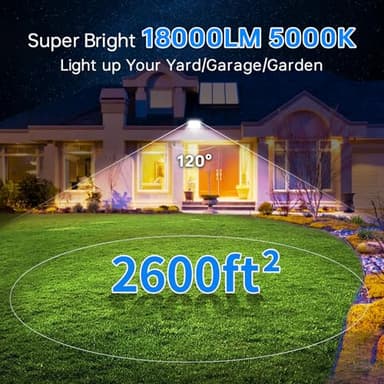 150W LED Flood Lights Outdoor with 10FT Power Cord, 18000LM 5000K White Floodlight, IP66 Waterproof Plug in Flood Light Outdoor Yard Lights for Garden, Garage, Yard, Lawn, Stadium(2 Pack) - Image 3