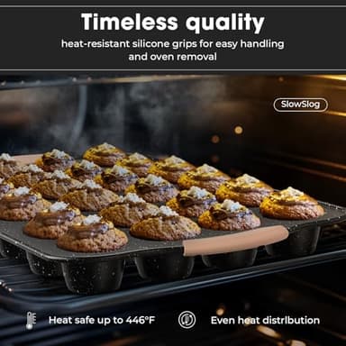 Slow Slog 11-Piece Baking Pans Set, Nonstick Bakeware Sets, Oven Pans for Baking with Silicone Handles, Includes Cookie Sheet, Cake Pans, Loaf Pan, Pizza Pan, Muffin Pan, Khaki&Black - Image 6