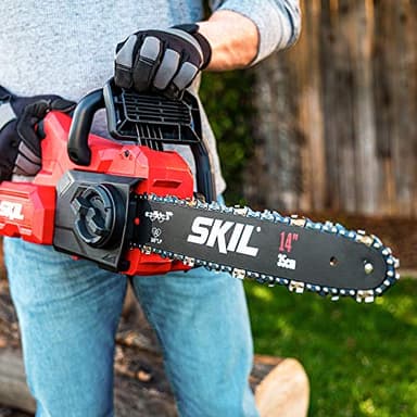 SKIL PWR CORE 40 Brushless 40V 14” Lightweight Chainsaw Kit with Tool-free Chain Tension & Auto Lubrication, Includes 2.5Ah Battery and Auto PWR Jump Charger - CS4555-10 - Image 7