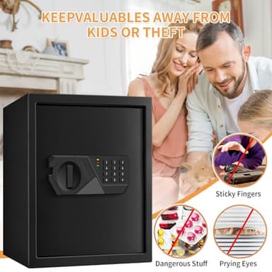 3.0 Cuft Fireproof Safe for Home Use, Digital Home Safes Fireproof Waterproof with Programmable Keypad, Backup Keys and Alarm System, Anti-Theft Home Security Safe Box for Document Money Medicines - Image 8