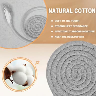 BUEDM 12 Pcs Boho Drink Coasters,Minimalist Cotton Handmade Woven Absorbent Drink Coasters,Heat Resistant Cotton Coasters for Coffee Table, Kitchen, Home Decoration - Image 3