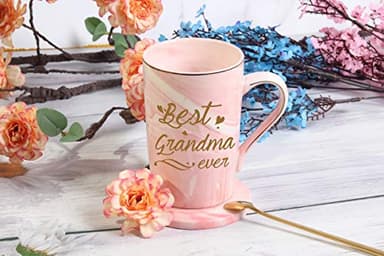 Best Grandma Mug Best Grandma Ever Mug Grandma gifts Birthday Mothers Day Gifts for Grandma from Granddaughter Grandson Grandchildren Grandkids 14 Ounce Exquisite Box Spoon and Mug Mat Pink - Image 4