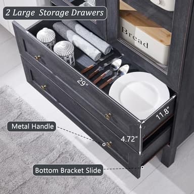 IFGET 71" Tall Arched Kitchen Pantry Cabinet, Wood Kitchens Storage Cabinets with 2 Large Drawers and Adjustable Shelves, Modern Farmhouse Versatile Cupboard for Kitchen, Dining Room, Bathroom, Grey - Image 5
