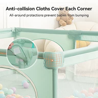 COMOMY Playpens for Toddlers, 79"x71" Baby Playard Extra Large, Safe Non-Slip Fence, Full Mesh Design, Indoor & Outdoor Kids Activity Center, Dark Green - Image 3