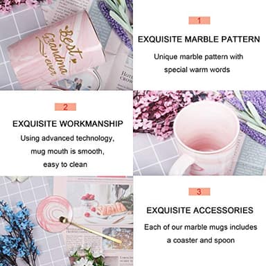 Best Grandma Mug Best Grandma Ever Mug Grandma gifts Birthday Mothers Day Gifts for Grandma from Granddaughter Grandson Grandchildren Grandkids 14 Ounce Exquisite Box Spoon and Mug Mat Pink - Image 5
